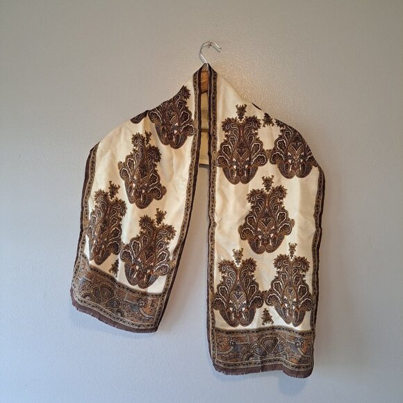 Preswick and Moore  Rectangular Scarf Paisley Print  100 % Linen Linings 100 % - Picture 1 of 10